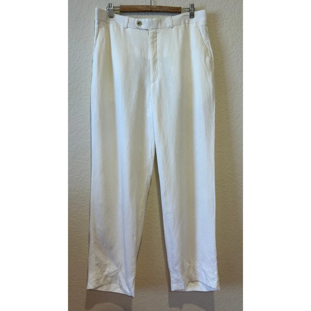 Mens Linen 2 pc Suit 42R/36R Tropical Summer 3 Button Relaxed Fit Lightweight